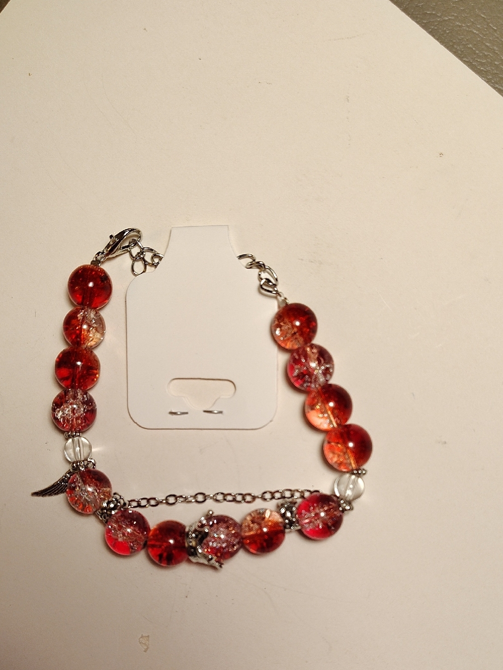 Red Beaded Charm Bracelet - Women's Jewelry